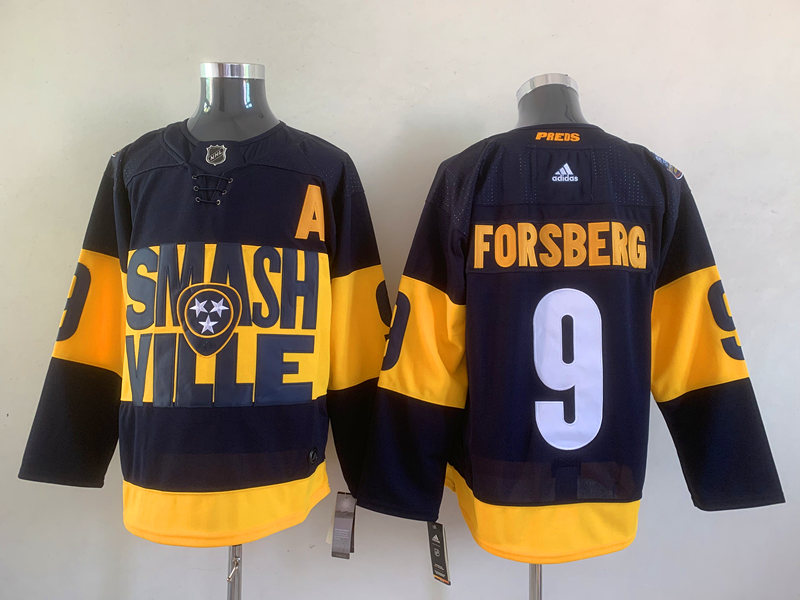 Men's Nashville Predators Filip Forsberg #9 Black Breakaway Jersey